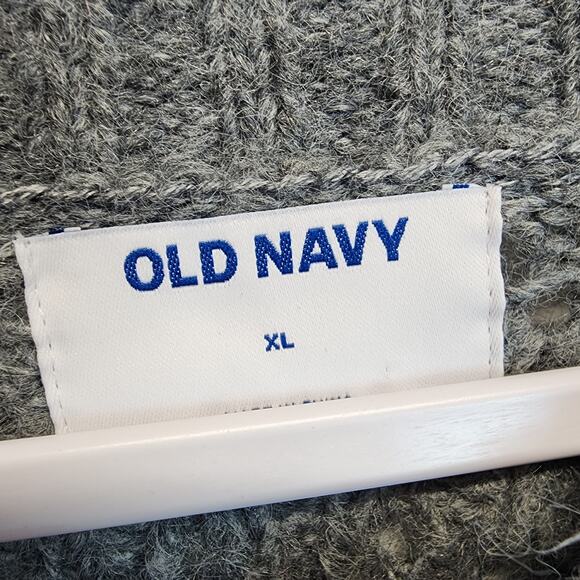 Old Navy Ruffle Sleeve Sweater Size XL Gray Pointelle Knit Round Neck Pullover - Picture 12 of 15